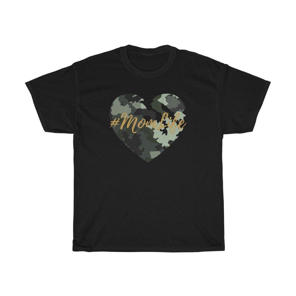 Mom Life Camo Heart Heavy Cotton Tee - Munchkin Place Shop 