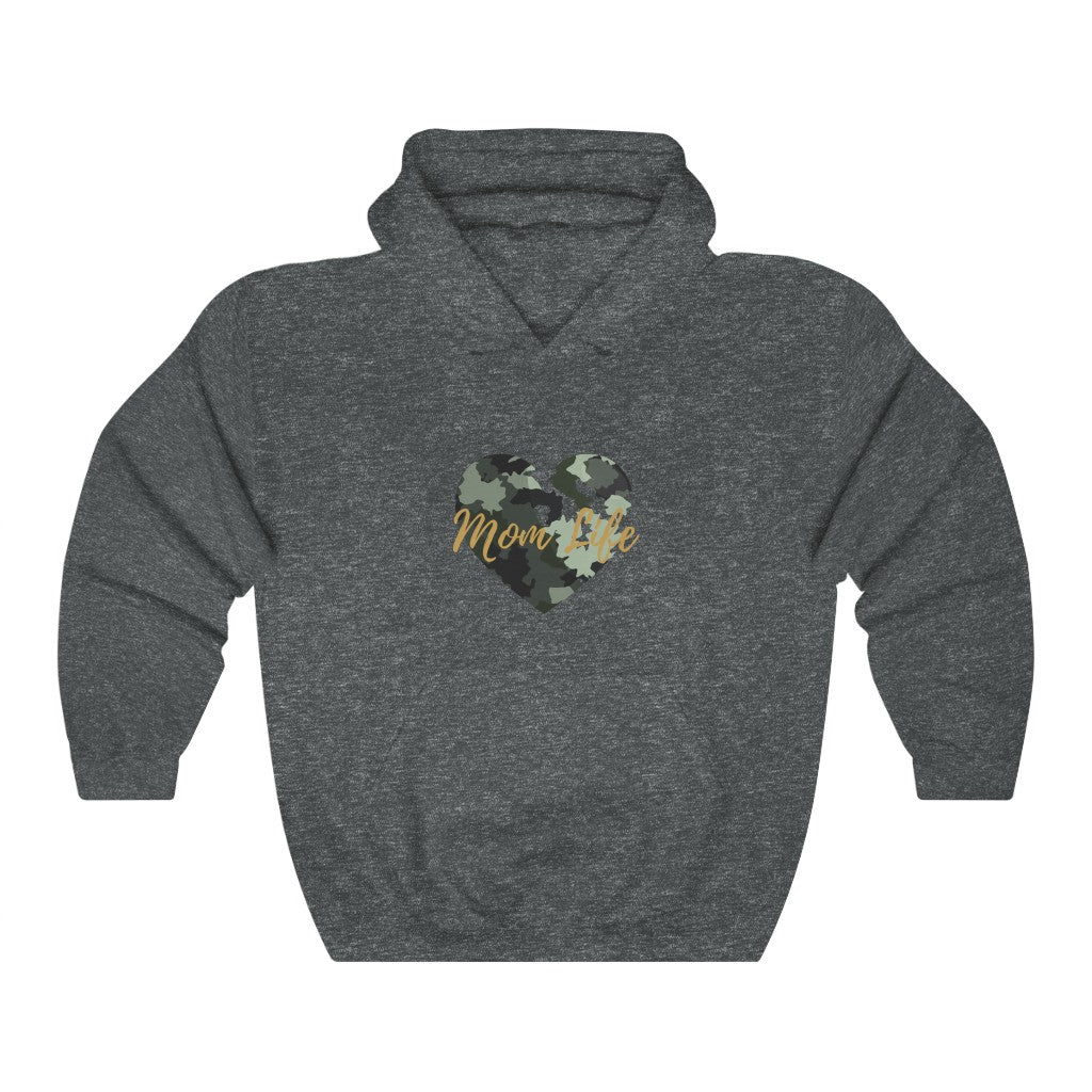 Mom Life ™ Camo Heart Hooded Sweatshirt