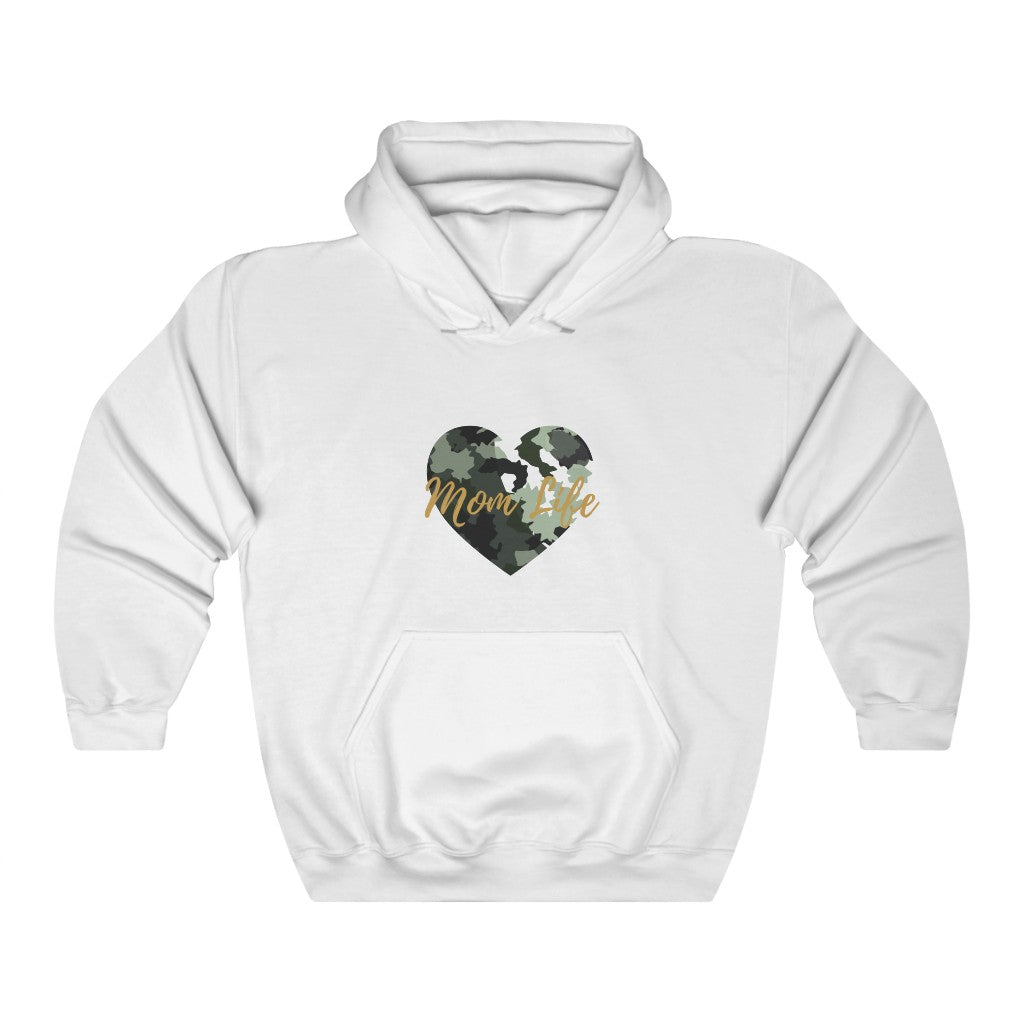 Mom Life ™ Camo Heart Hooded Sweatshirt