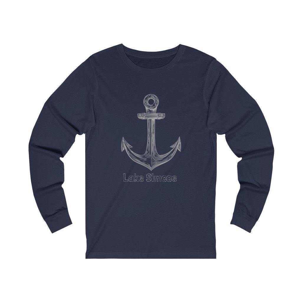 Lake Simcoe Unisex Jersey Long Sleeve Tee Navy or Black - Munchkin Place Shop 