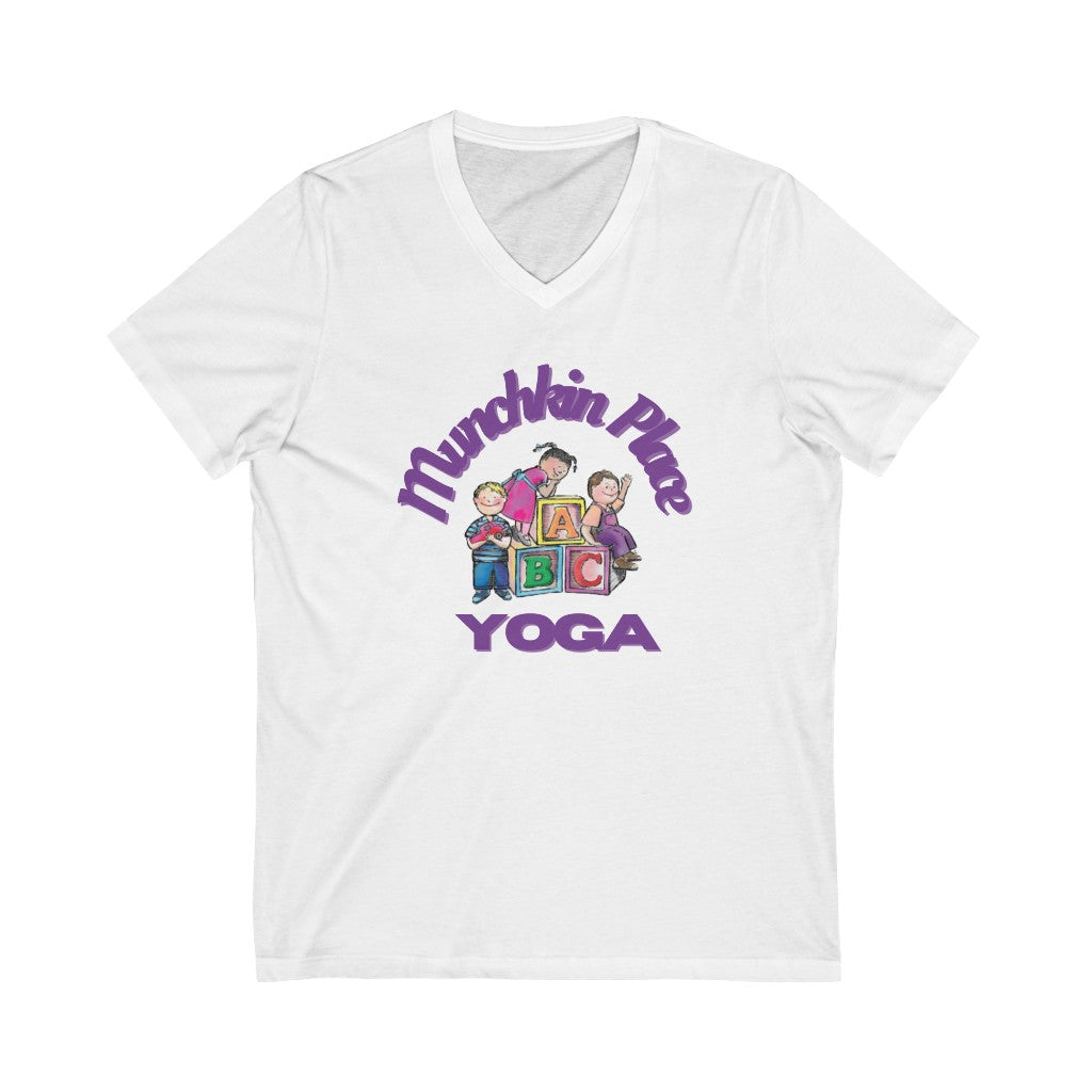 Munchkin Place Yoga Unisex Jersey Short Sleeve V-Neck Tee