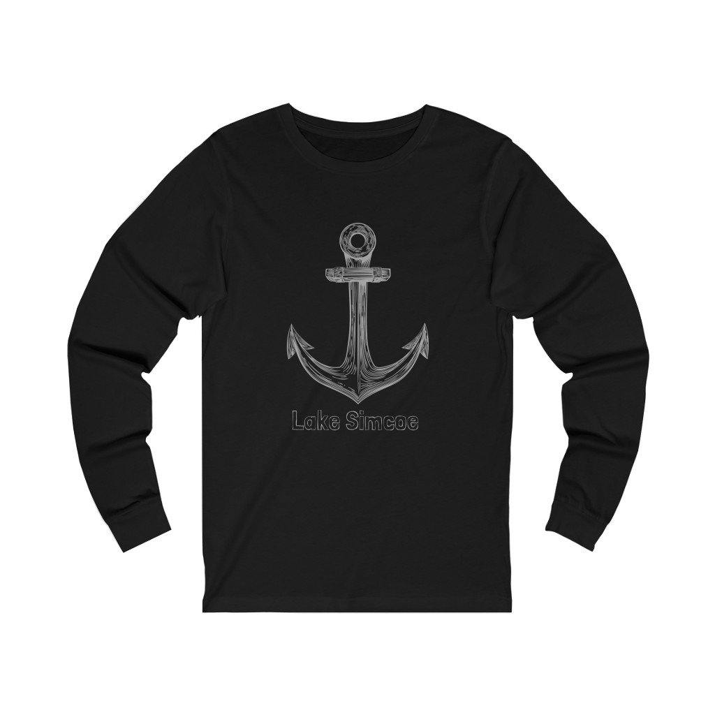 Lake Simcoe Unisex Jersey Long Sleeve Tee Navy or Black - Munchkin Place Shop 
