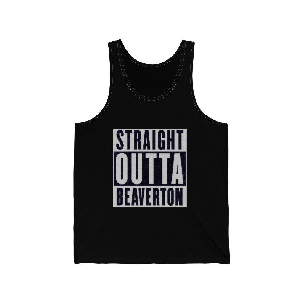 Straight Outta Beaverton Unisex Jersey Tank Gry - Munchkin Place Shop 