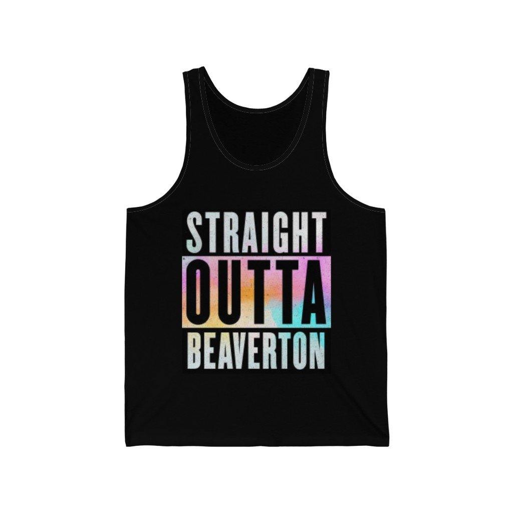 Straight Outta Beaverton Rainbow Unisex Jersey Tank - Munchkin Place Shop 
