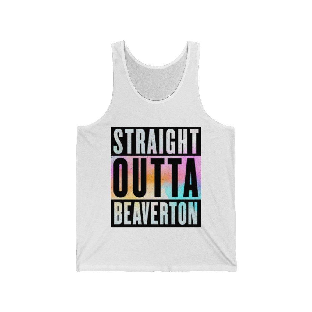 Straight Outta Beaverton Rainbow Unisex Jersey Tank - Munchkin Place Shop 