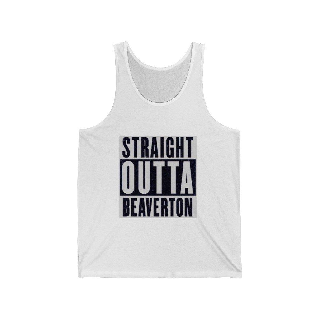 Straight Outta Beaverton Unisex Jersey Tank Gry - Munchkin Place Shop 