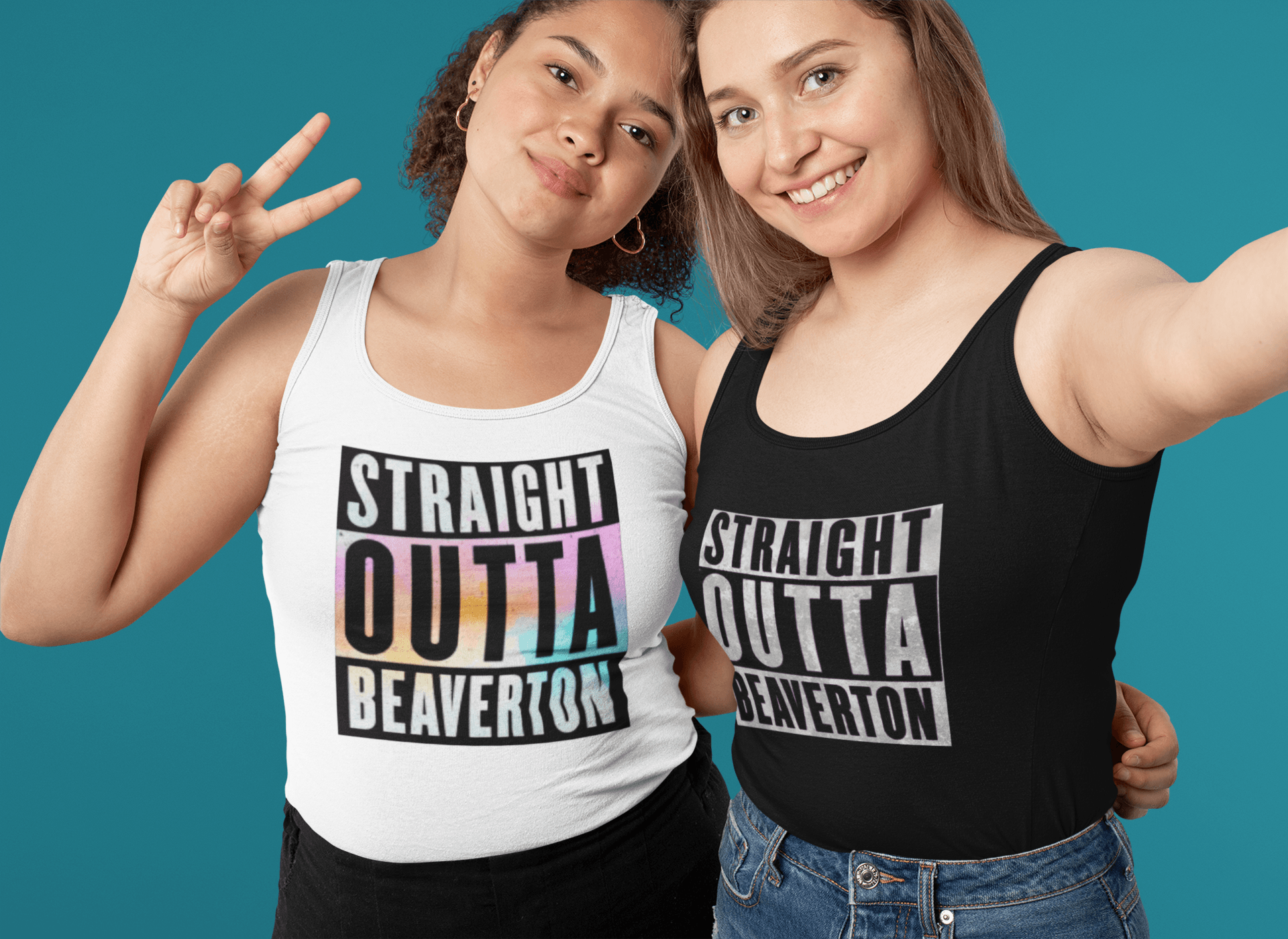 Straight Outta Beaverton Rainbow Unisex Jersey Tank - Munchkin Place Shop 